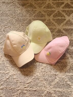 4 for $28 - George Girls 2T-5T Baseball Hats - 3 caps, beige, green & pink